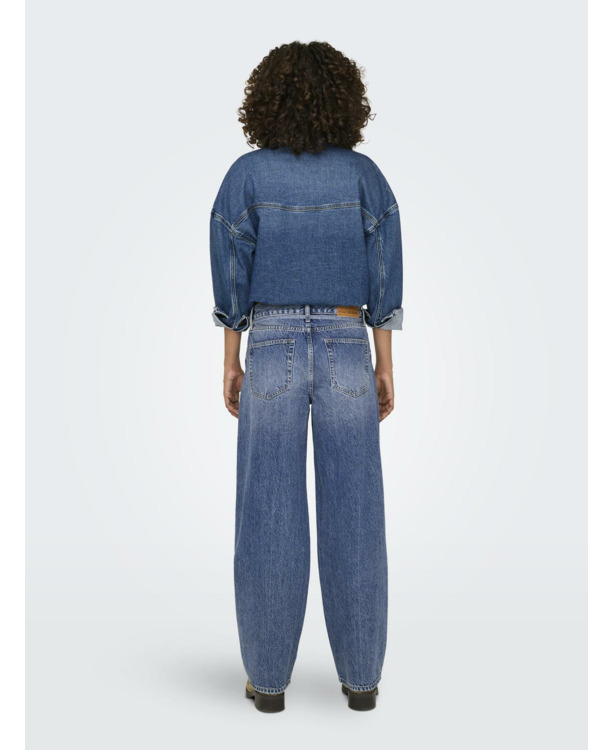 Balloon Fit Riemlussen Hoge Taille Straight Fit Jeans