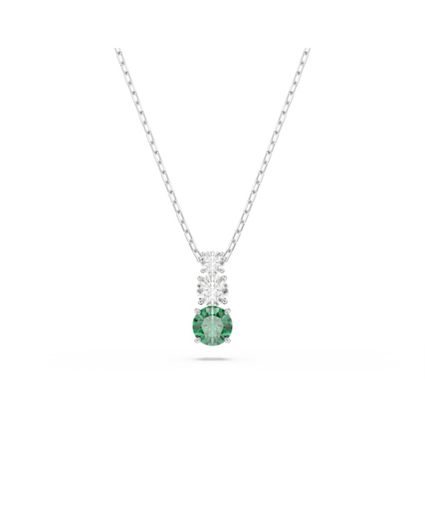 Stilla Round Attract Pendant Round Rhodium shiny Emerald Green White