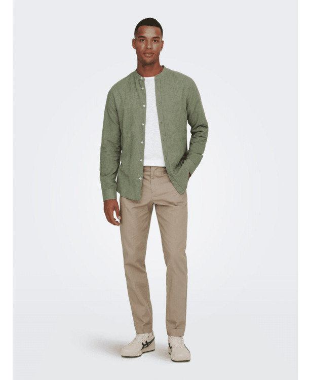Slim Fit China Kraag Lange Mouwen (L/M) Heren
