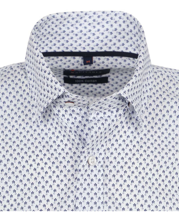 Suitable Short Sleeve Overhemd Print Blauw