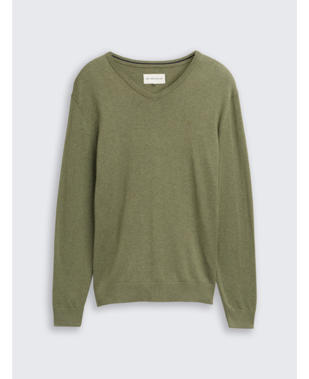 Gebereide trui met V-hals