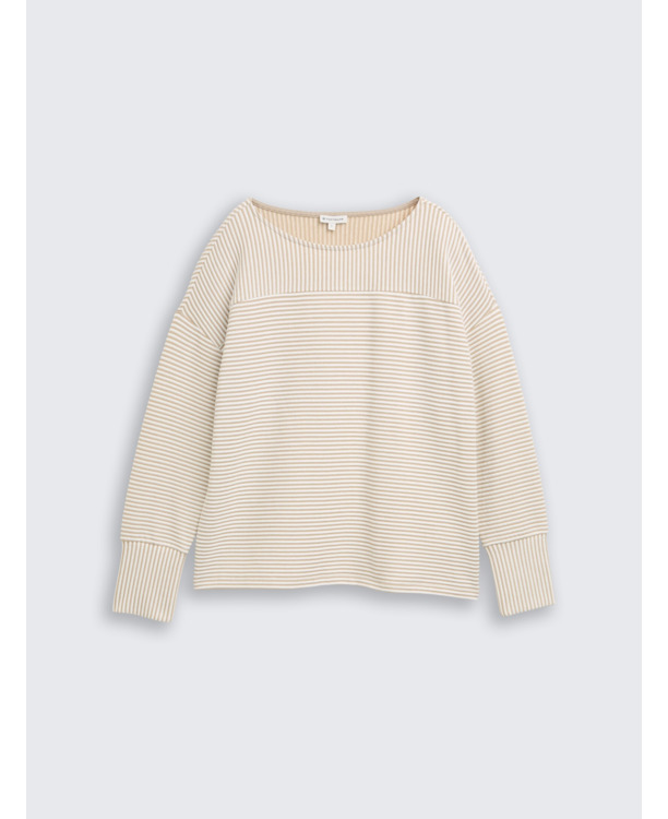 Sweatshirt met gestreepte print en wijde hals