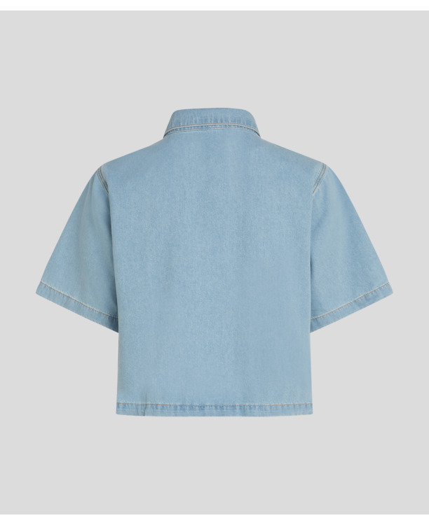 RHINESTONE SS DENIM SHIRT