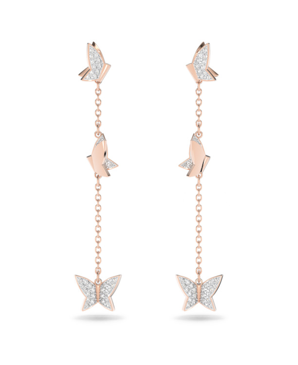 Idyllia Lilia Pierced Earrings Chain Earrings Rose Gold shiny Crystal