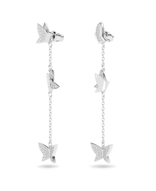 Idyllia Lilia Pierced Earrings Chain Earrings Rhodium shiny Crystal