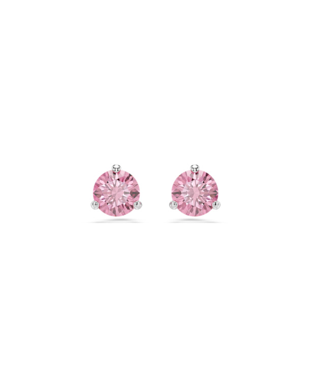 Solitaire Pierced Earrings Stud OU Rhodium shiny Fancy Morganite