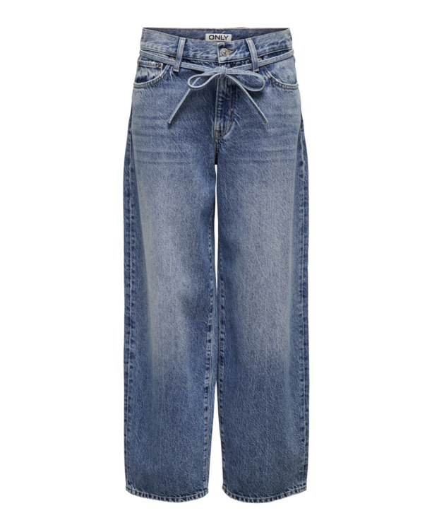 Balloon Fit Riemlussen Hoge Taille Straight Fit Jeans