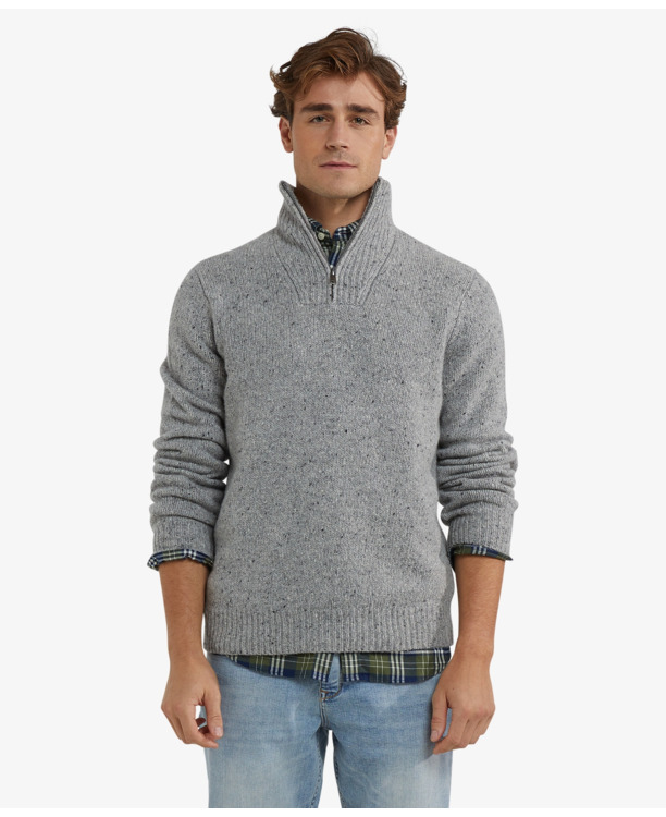 Zip Mock Fishermans Sweater Heren