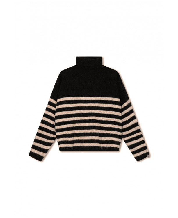 10DAYS Dames gestreepte coltrui gebreide trui alpaca wol