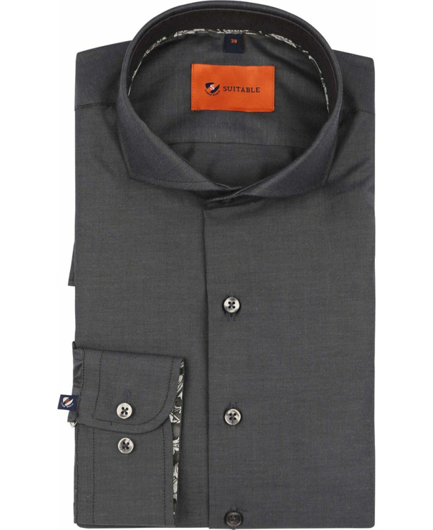 Suitable Twill Overhemd Antraciet