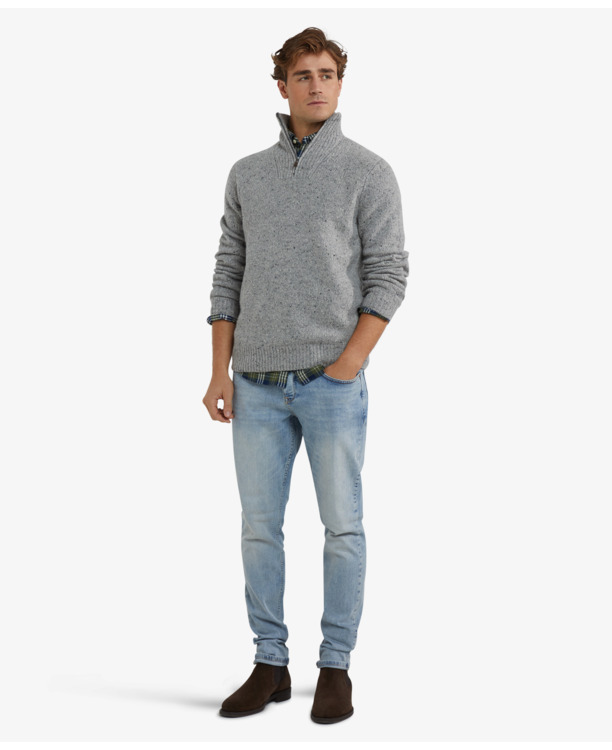 Zip Mock Fishermans Sweater Heren