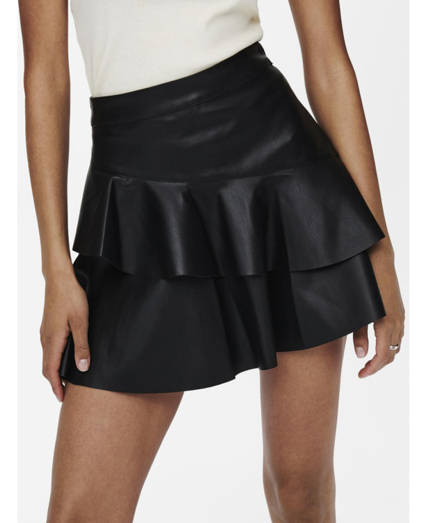ONLEMMA FAUX LEATHE FRILL SKIRT OTW