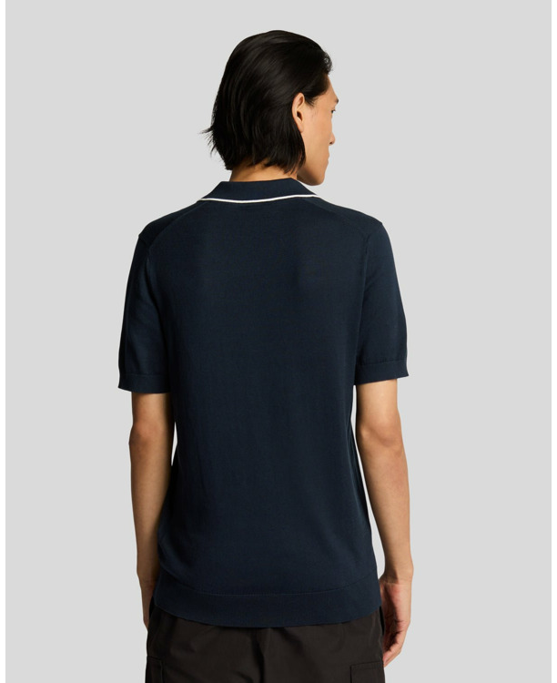 Tipped Knitted Open Collar Polo