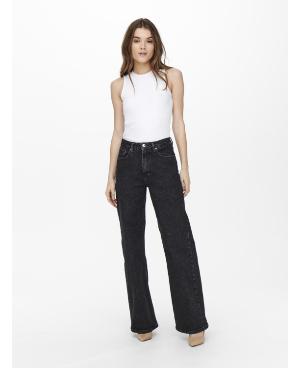 Wide Leg Fit Jeans met wijde pasvorm en hoge taille en achterzakken