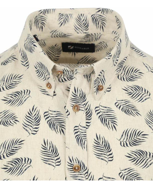 Suitable Short Sleeve Overhemd Linnen Sheng Blauw