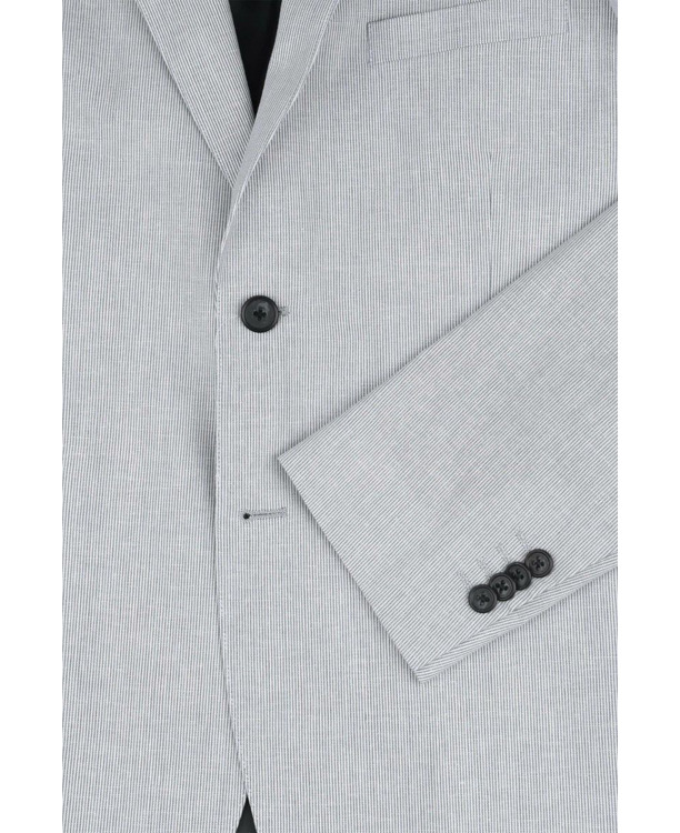 Suitable Blazer Linnen Streep Lichtblauw