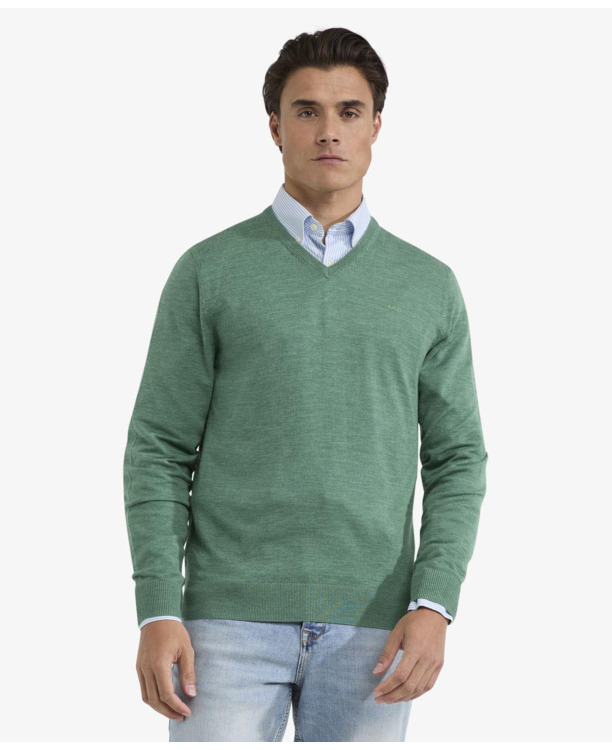 Fine Merino V-Neck Sweater 100% Merino Wool Heren