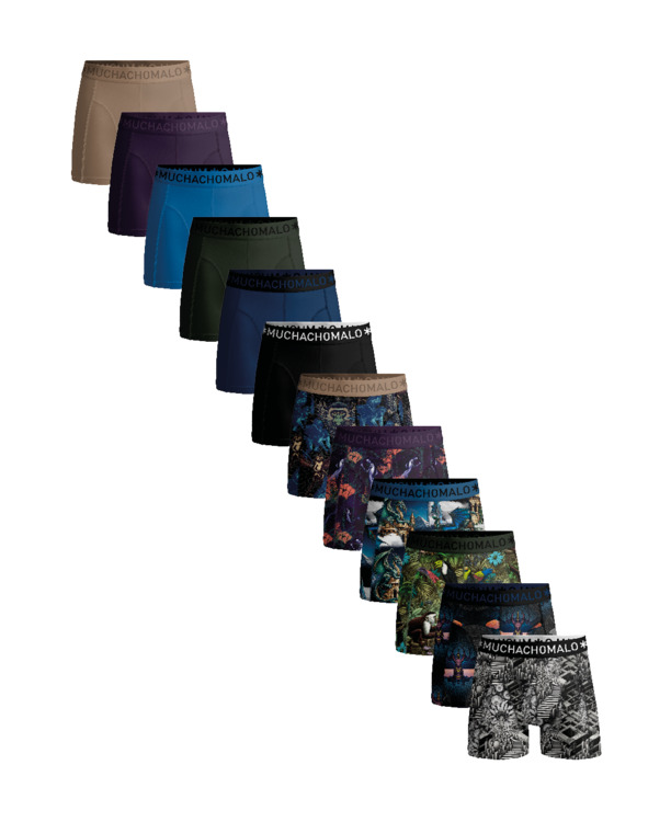 12-Pack Boxer Short Print/Solid Print/Black/Green/Blue/Purple/Beige
