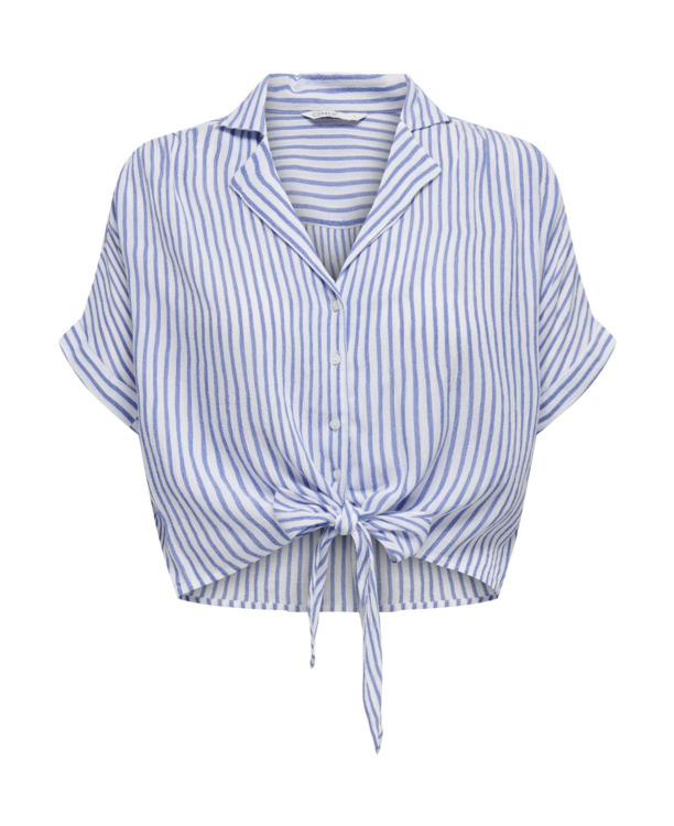 Regular Fit Shirt Collar Short Sleeves (S/S) Cropped vrouwelijk overhemd met knoopdetail