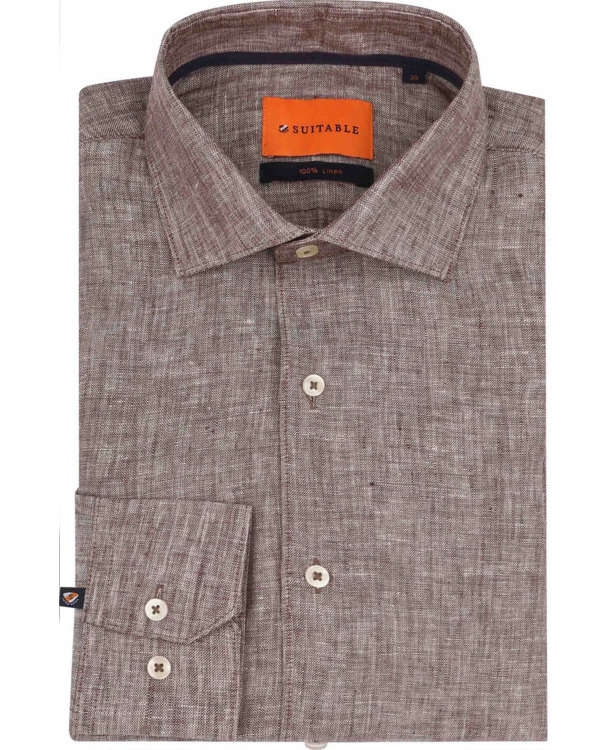 Suitable Overhemd Linnen Taupe