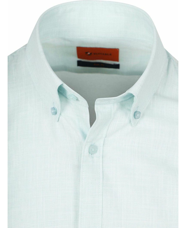 Suitable Overhemd Cotton Slub Lichtgroen