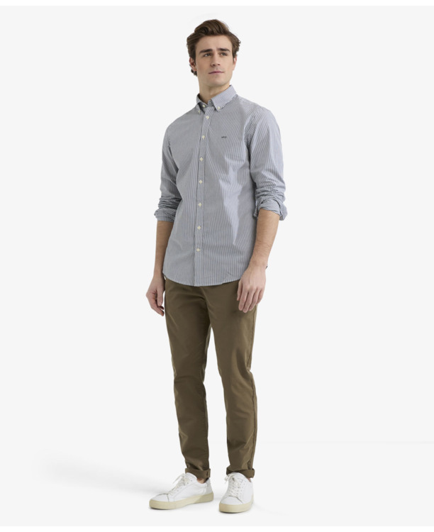 Striped Poplin Shirt 100% Cotton Heren