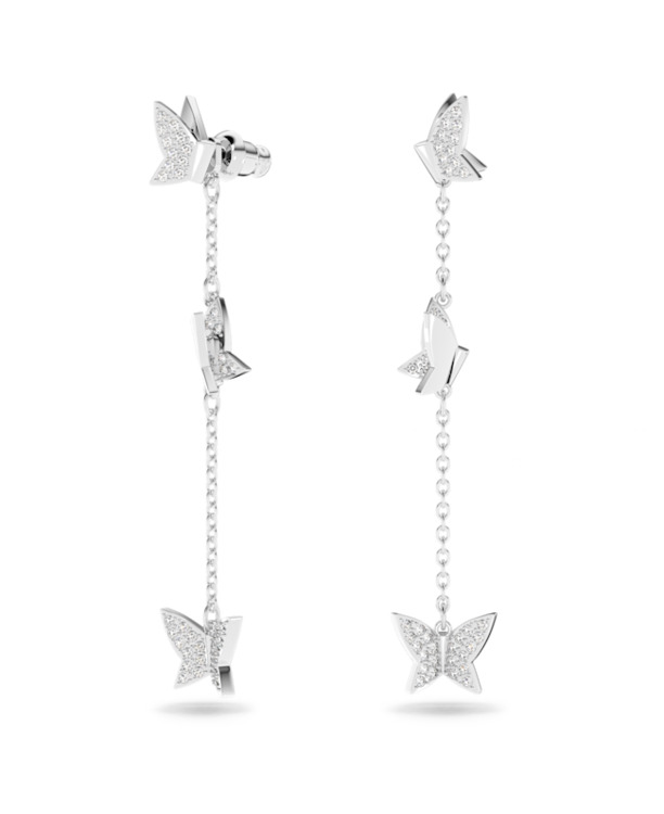 Idyllia Lilia Pierced Earrings Chain Earrings Rhodium shiny Crystal