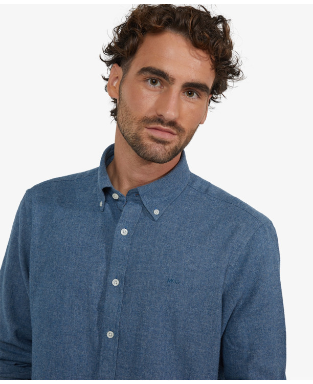 Flannel Melange Oxford Shirt 100% Cotton Heren