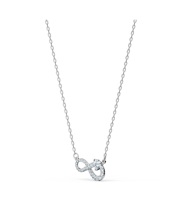 Hyperbola Infinity Necklace Rhodium shiny Crystal White