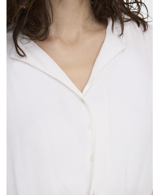 Regular Fit Shirt Collar Short Sleeves (S/S) Cropped vrouwelijk overhemd met knoopdetail