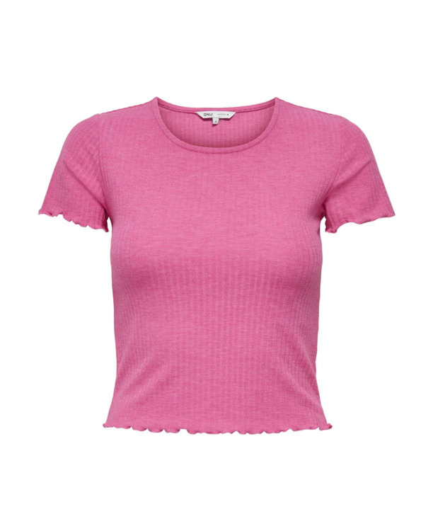Regular Fit O-Neck Short Sleeves (S/S) Top met ronde hals voor dagelijks gebruik met ruches
