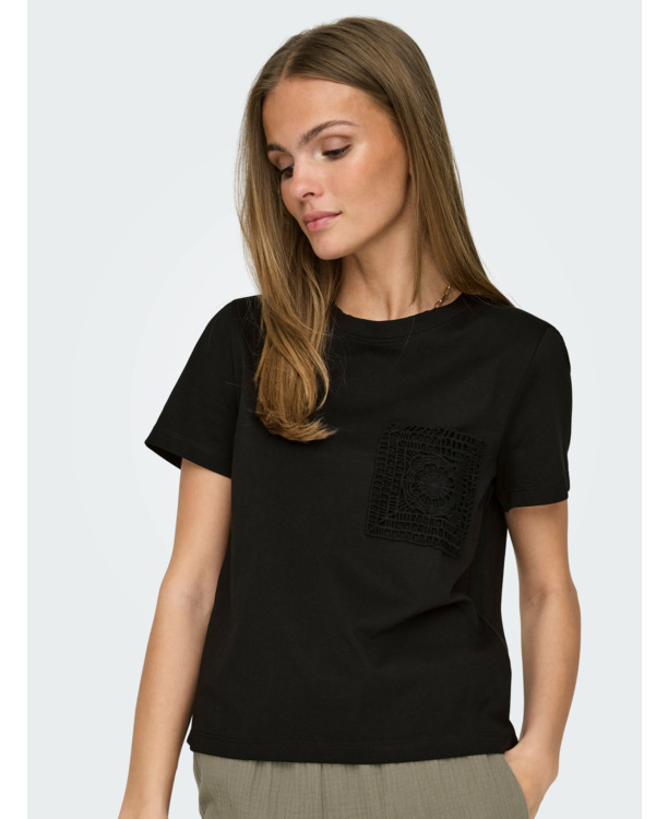 JDYSELMA S/S CROCHET POCKET TOP JRS