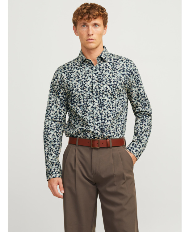 JPRBLALEEDS PRINT DOBBY L/S SHIRT L