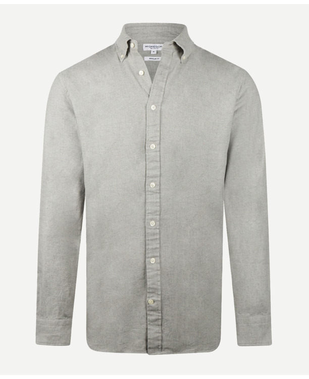 Flannel Melange Oxford Shirt 100% Cotton Heren
