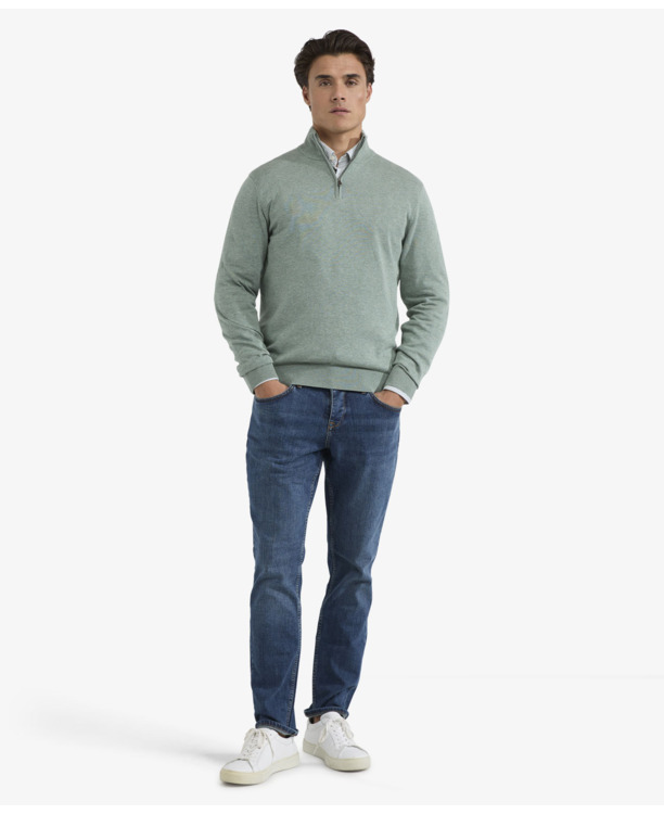 Zip Mock Sweater 100% Cotton Heren