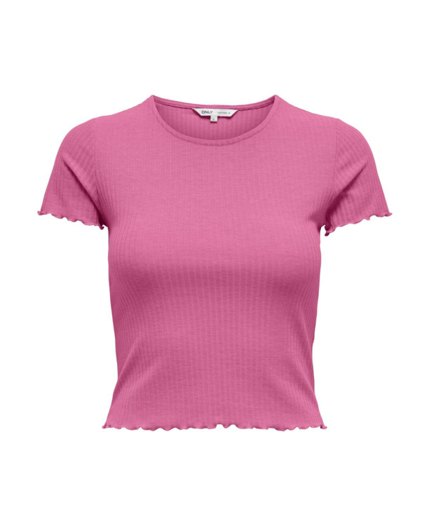 Regular Fit O-Neck Short Sleeves (S/S) Top met ronde hals voor dagelijks gebruik met ruches