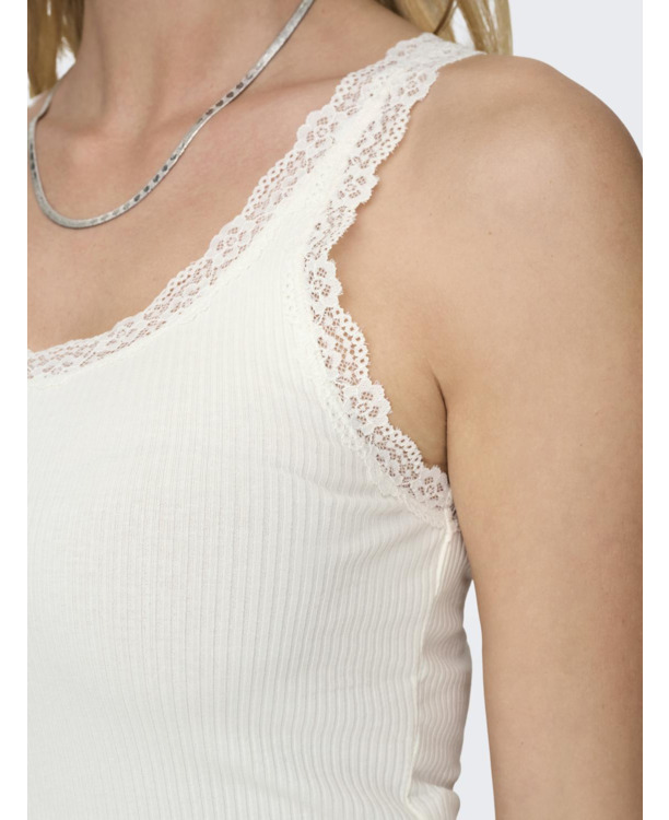Regular Fit U-Neck Sleeveless (S/L) BASIC Mouwloze tanktop met U-hals en kanten detail