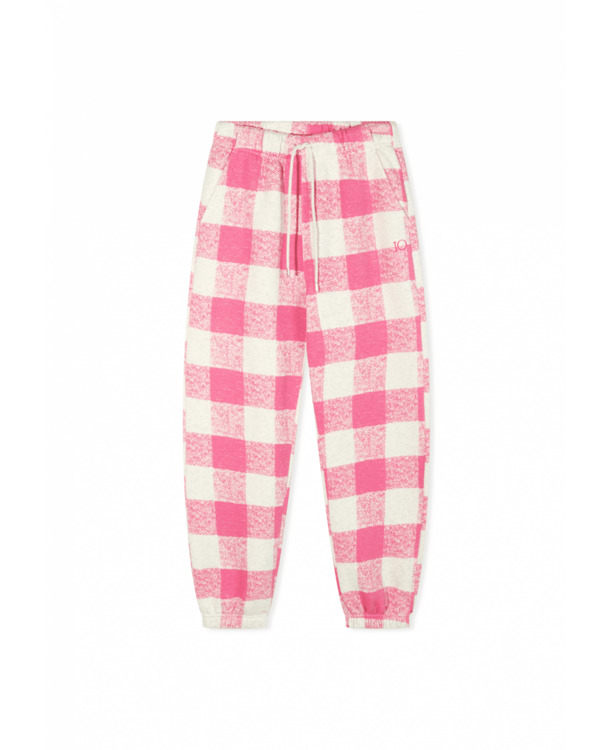 10DAYS Dames jogger broek foam check katoen mix