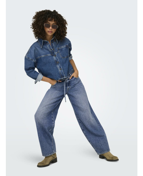 Balloon Fit Riemlussen Hoge Taille Straight Fit Jeans