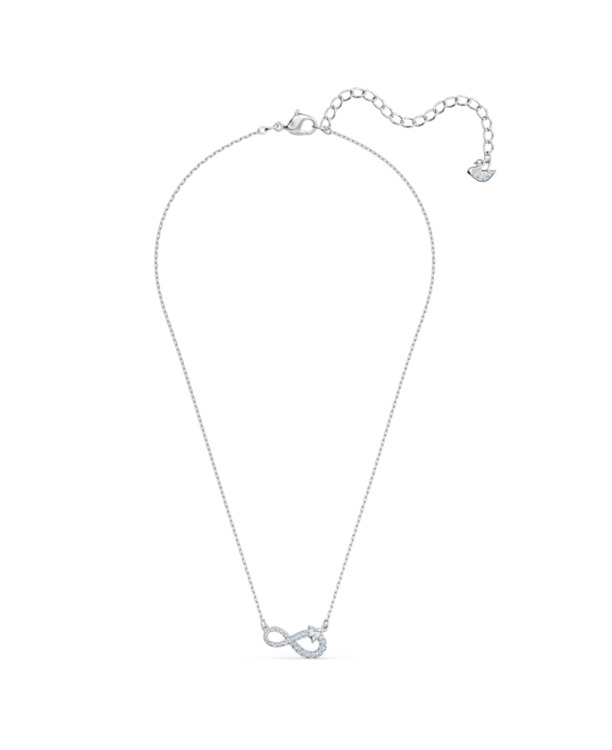 Hyperbola Infinity Necklace Rhodium shiny Crystal White