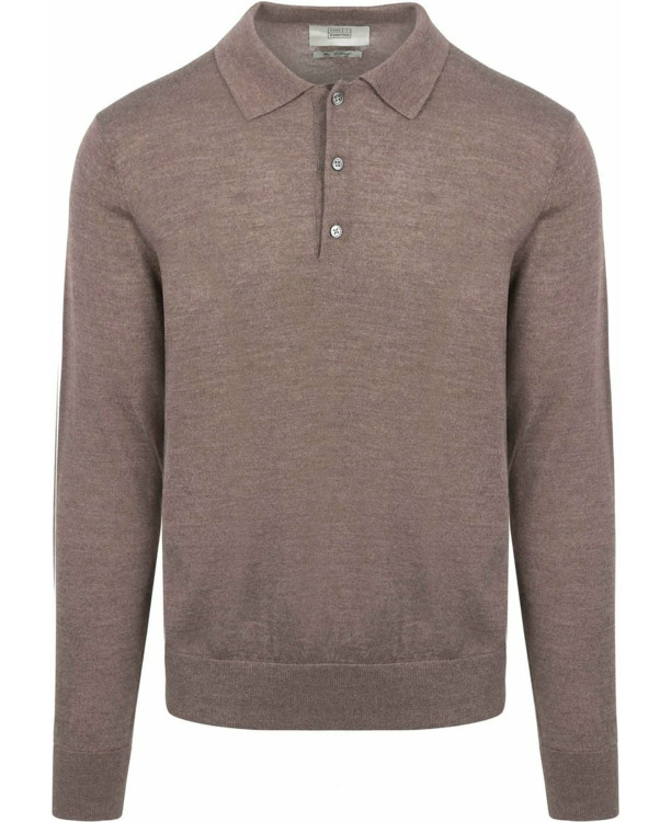 King Essentials The Robert Long Sleeve Poloshirt Merino Bruin