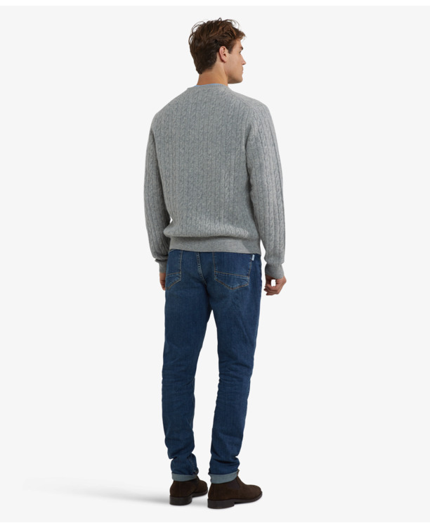 Cable Crew Neck Sweater 100% Lambswool Heren