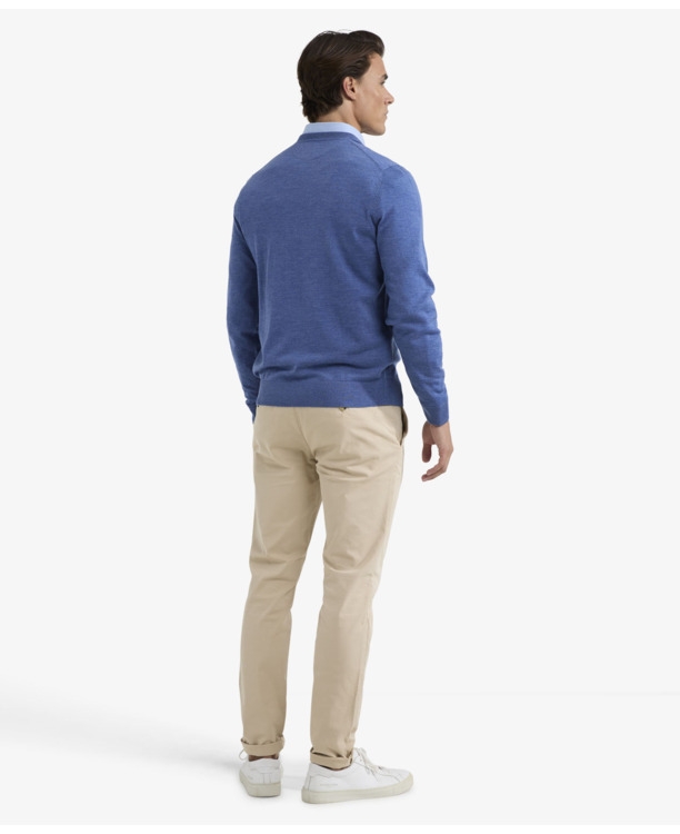 Fine Merino V-Neck Sweater 100% Merino Wool Heren