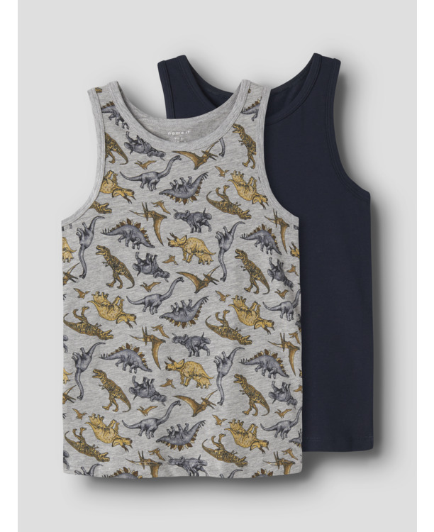 NKMPTANK TOP 2P GREY MELANGE DINO INJ