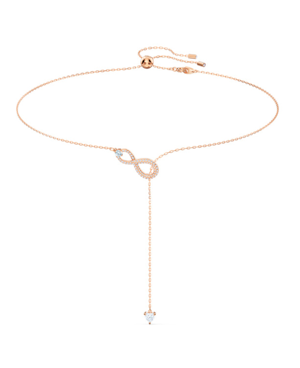 Hyperbola Infinity Necklace Rose Gold shiny Crystal White