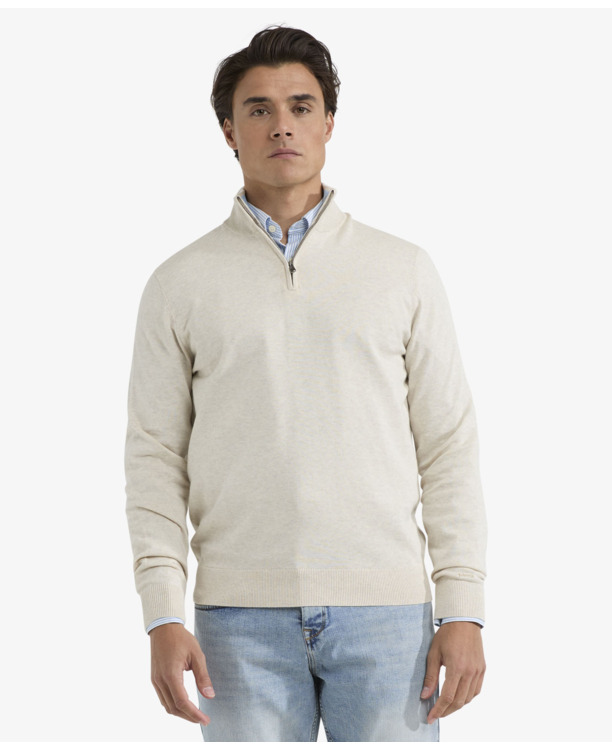 Zip Mock Sweater 100% Cotton Heren