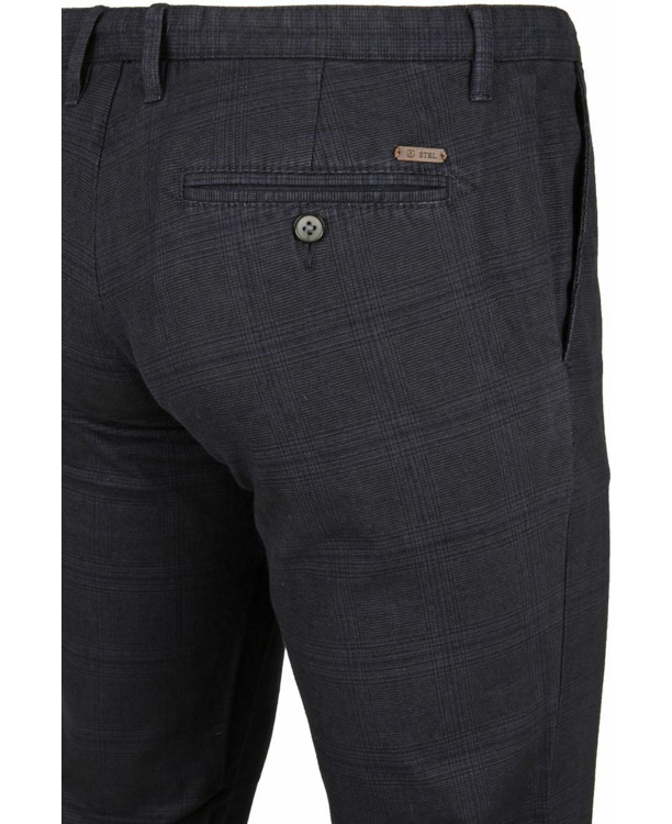 Suitable Chino Sartre Ruit Donkerblauw