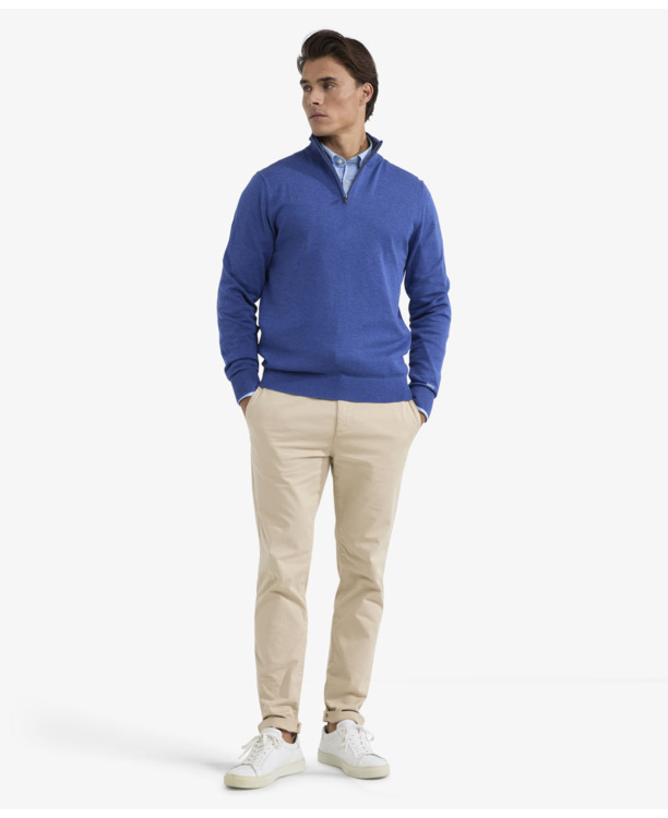 Zip Mock Sweater 100% Cotton Heren