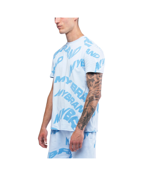 MIJN MERK BLAUWE GOLVEN TSHIRT MANNEN
