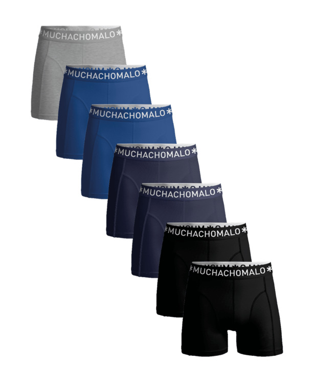 Heren 7-Pack Boxershorts Effen Black/Blue/Grey